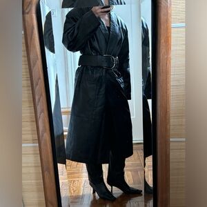 Vintage black leather oversized jacket